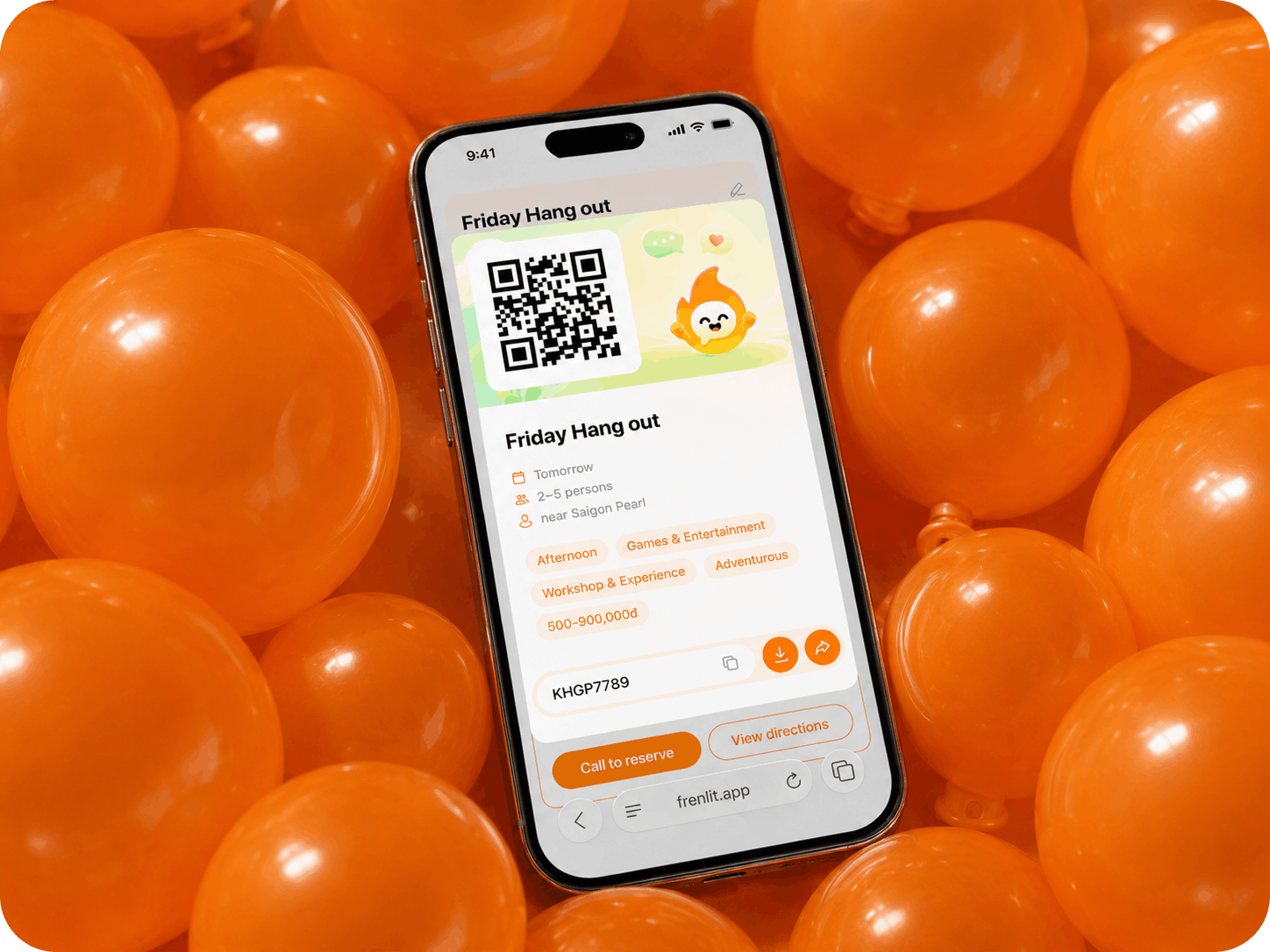 Event card with QR code and group join code